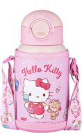 Hello Kitty Stainless Steel Insulated Water Bottle with Cup, Straw and Bag 500ml - Pink