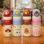 Cute Insulated Water Bottle with Cup Straw 500ml
