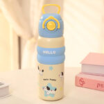 Cute Insulated Water Bottle with Cup Straw 500ml